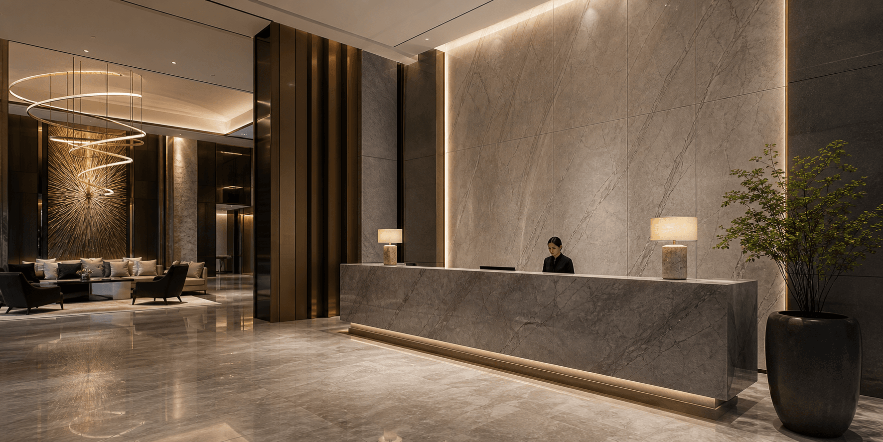 Hotel Lobby Stone Project Case Study visual reference