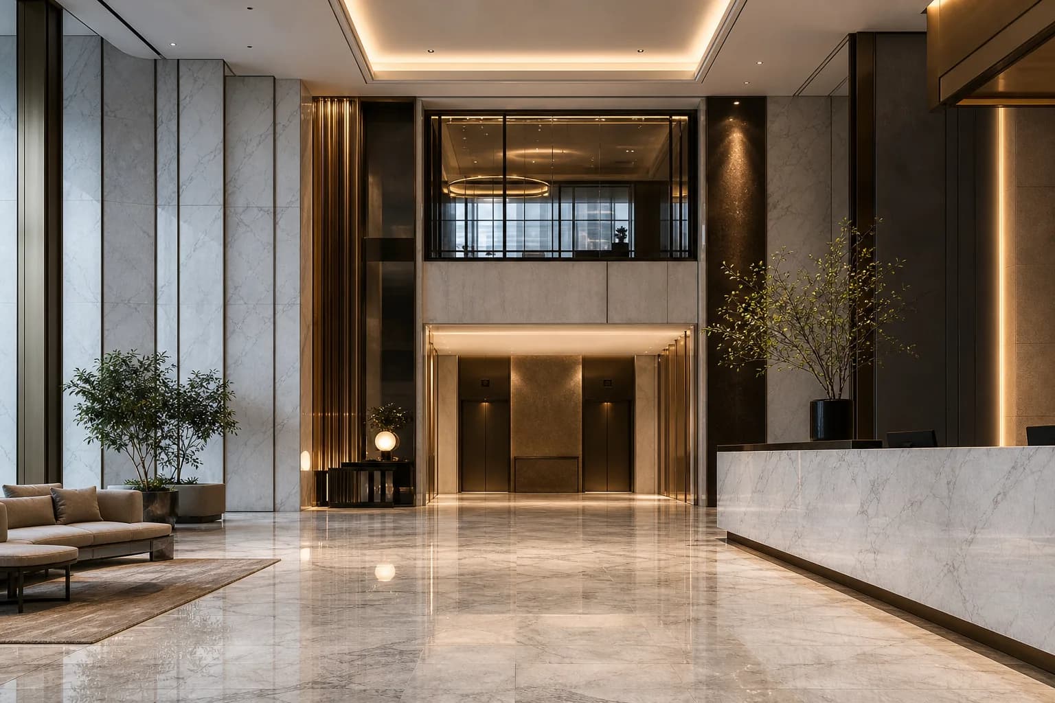 Commercial stone fabrication for interior projects. visual reference