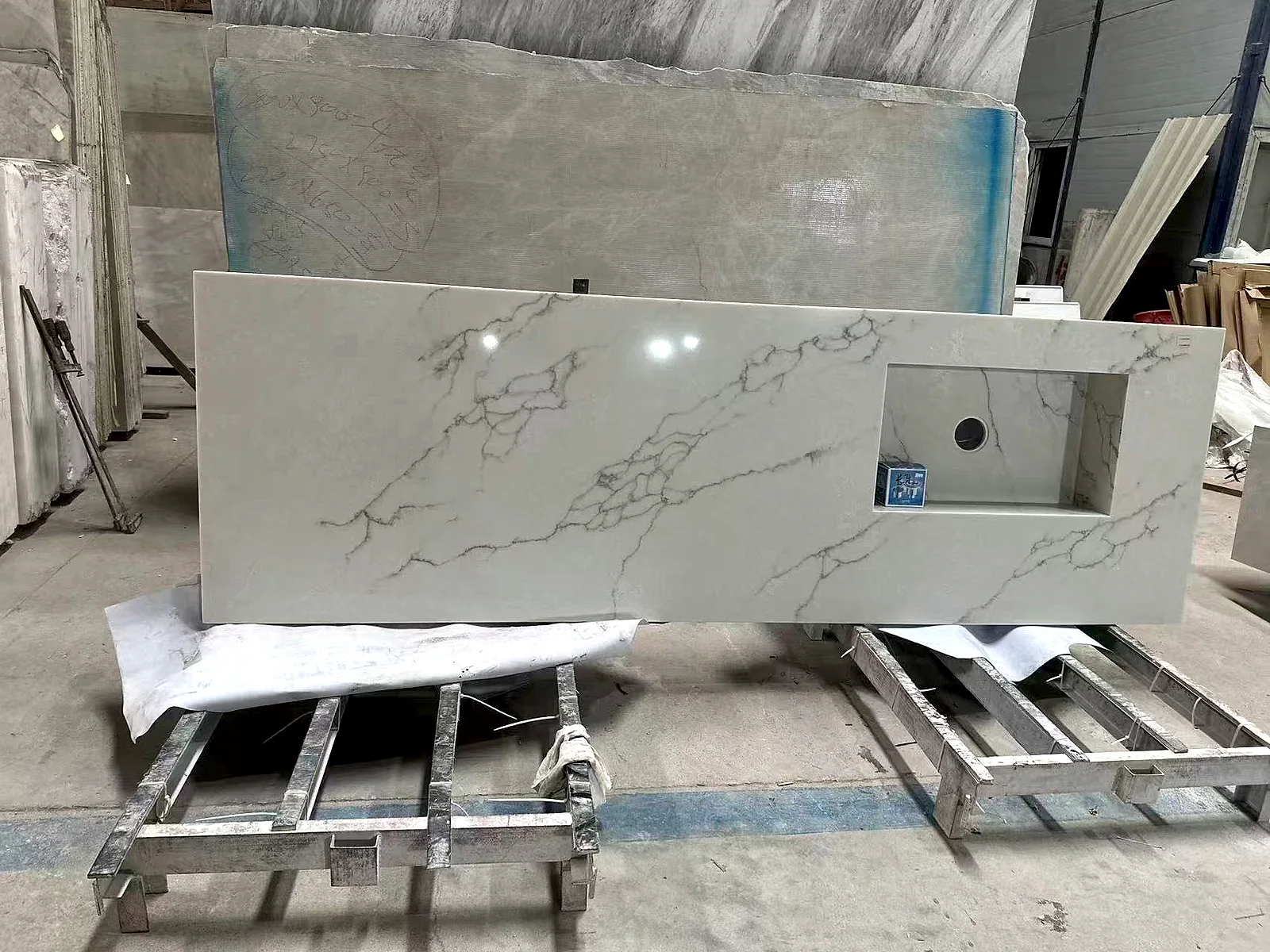 Stone Vanity and Basin Component Reference natural stone slab reference 03 for countertop, vanity, and interior project review
