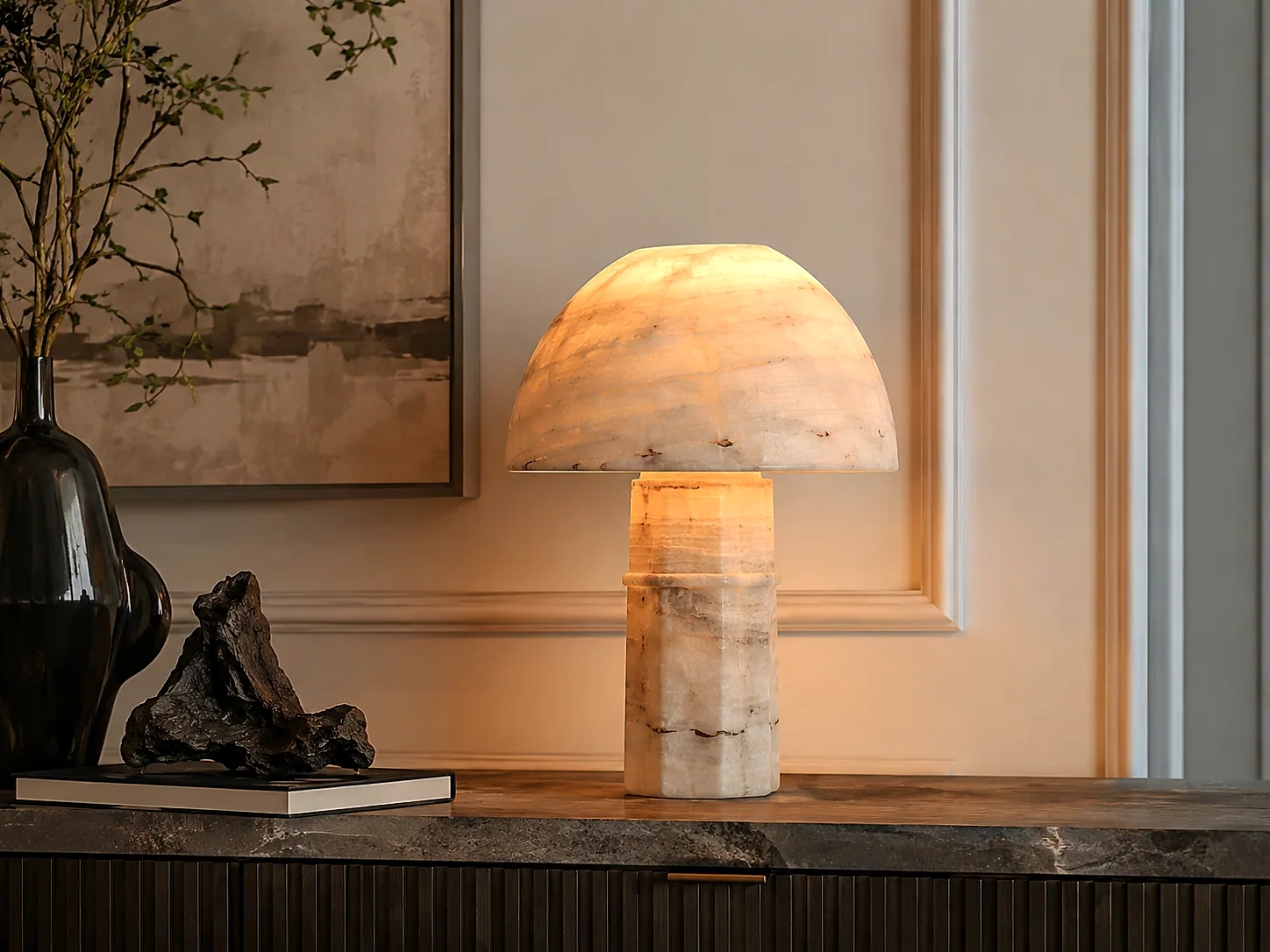 Illustrative stone interior or component concept; not a documentary photograph of a completed project.. Illustrative Stone Project Concept - Ref A3B606